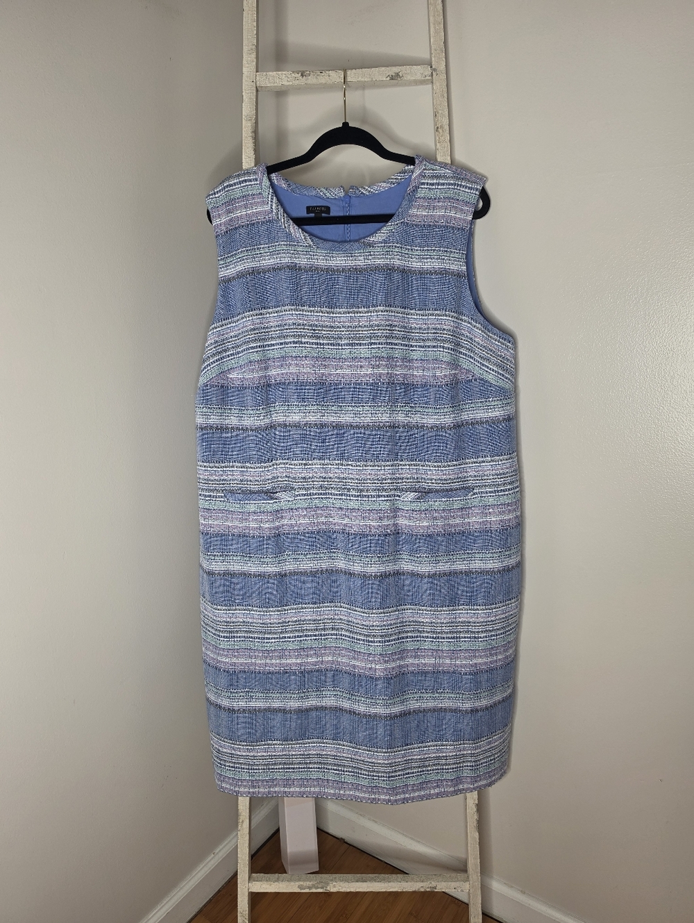 Talbots plus 18W Blue Shift Tweed Faux Pockets Knee Length Dress